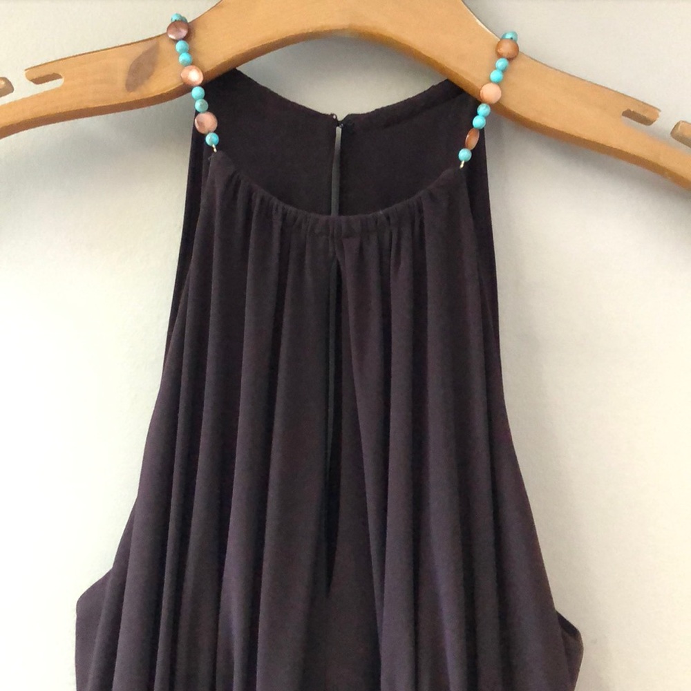 Jones New York Chocolate brown beaded halter dress